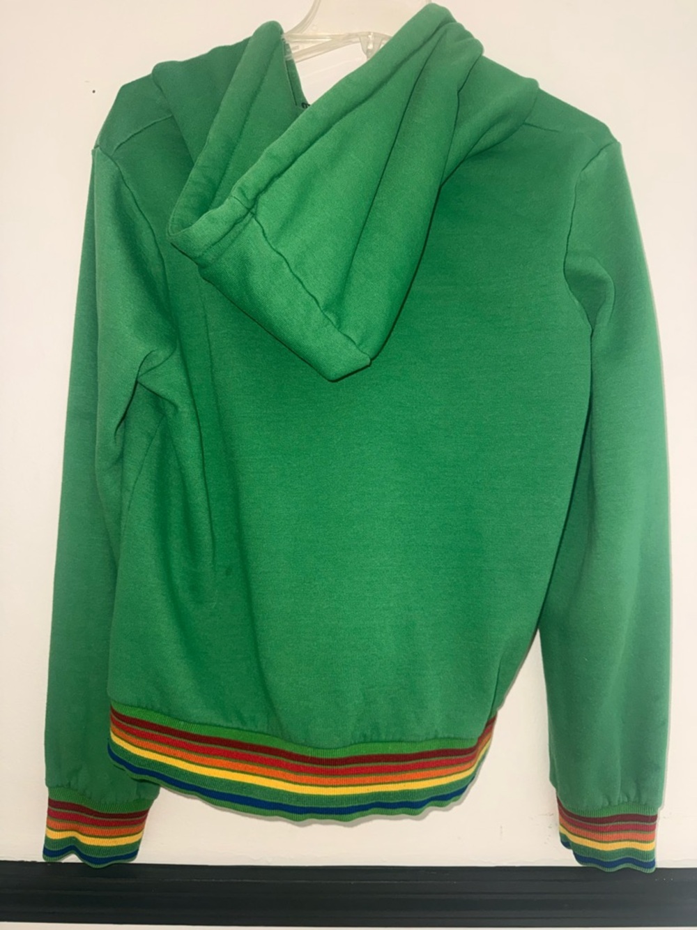 Aviator Nation Green Zip Hoodie with Rainbow Hem - Picture 2 of 3